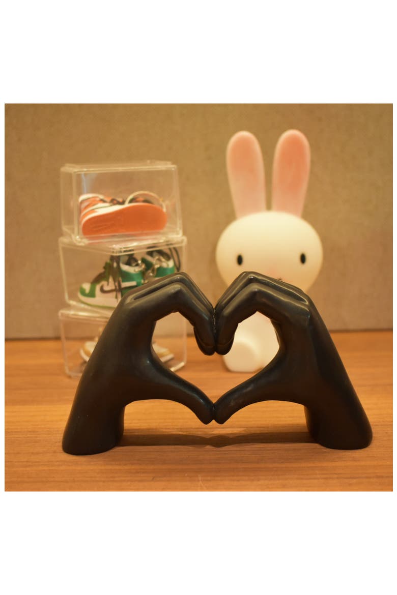 Heart Sign Hands Sculpture, Alternate, color, BLACK