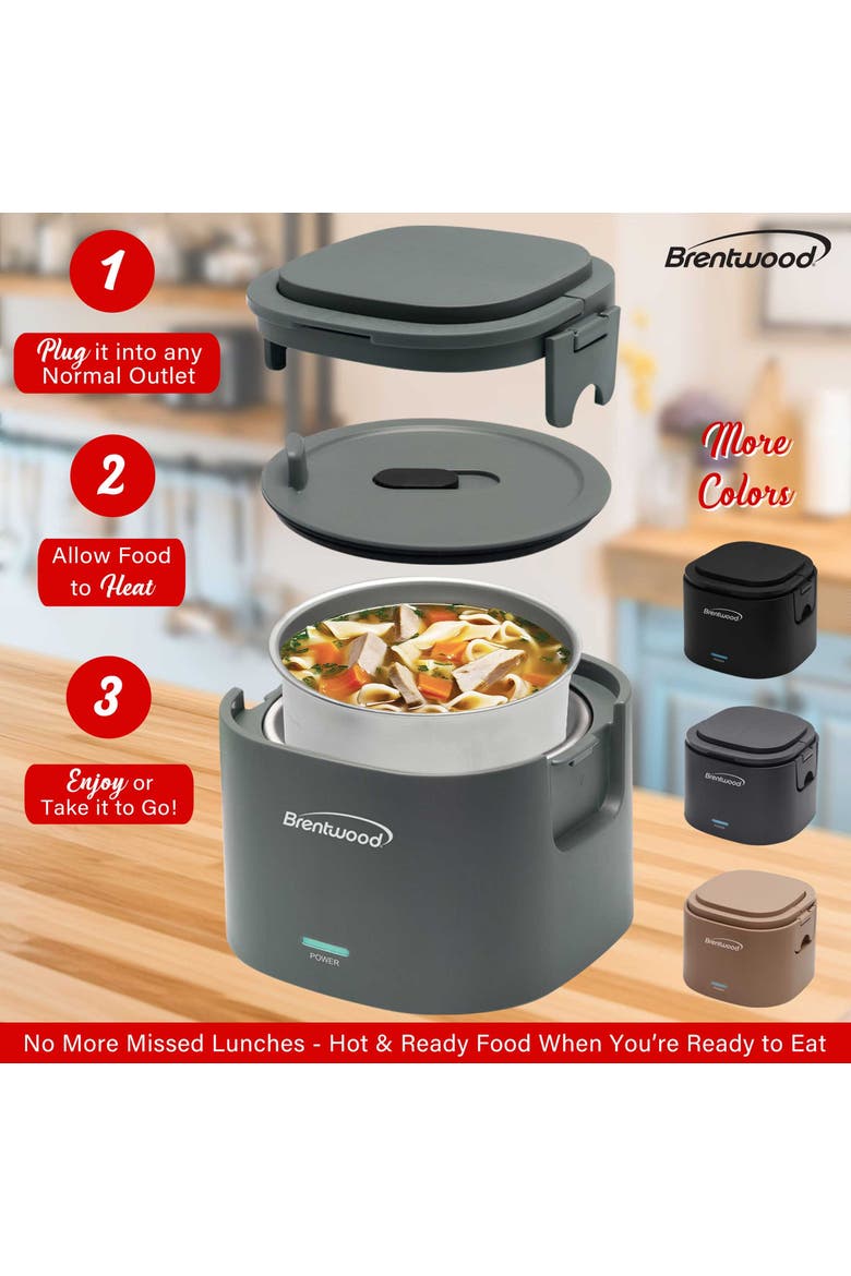 0.6L Portable Leakproof Electric Lunch Box in Black, Alternate, color, Grey