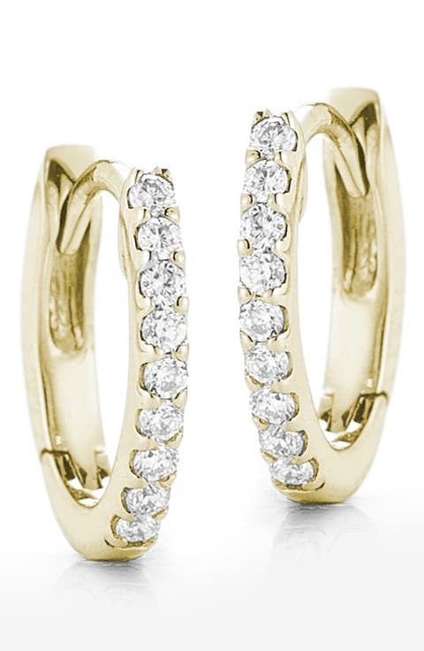 Diamond Huggie Hoop Earrings