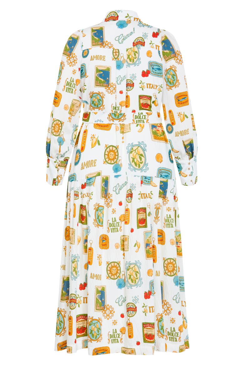 Sao Paulo Amore Print Long Sleeve Shirtdress, Alternate, color, CREME
