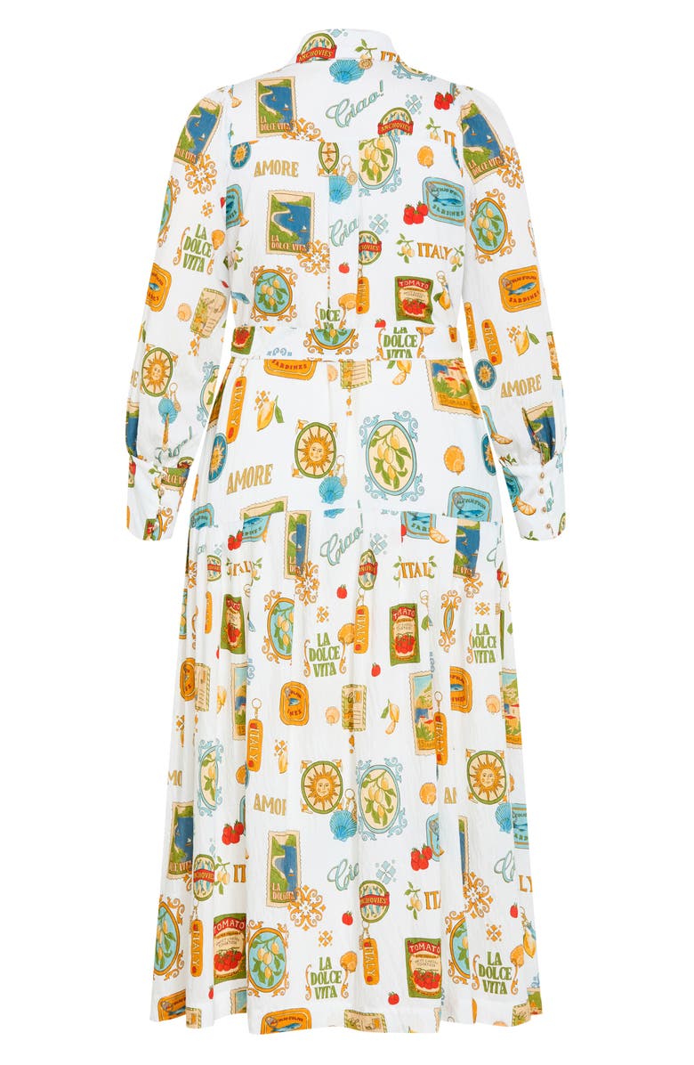 City Chic Sao Paulo Amore Print Long Sleeve Shirtdress, Alternate, color, 