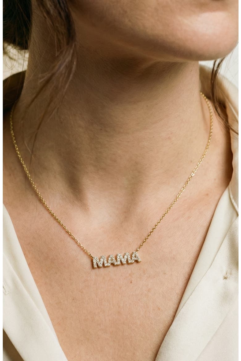 Pavé Mama Pendant Necklace, Alternate, color, GOLD