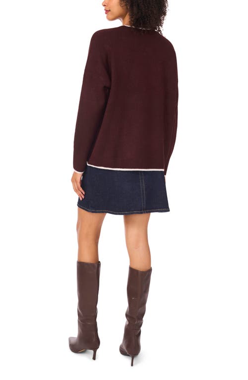 Vince Camuto Tipped Crewneck Sweater In Red