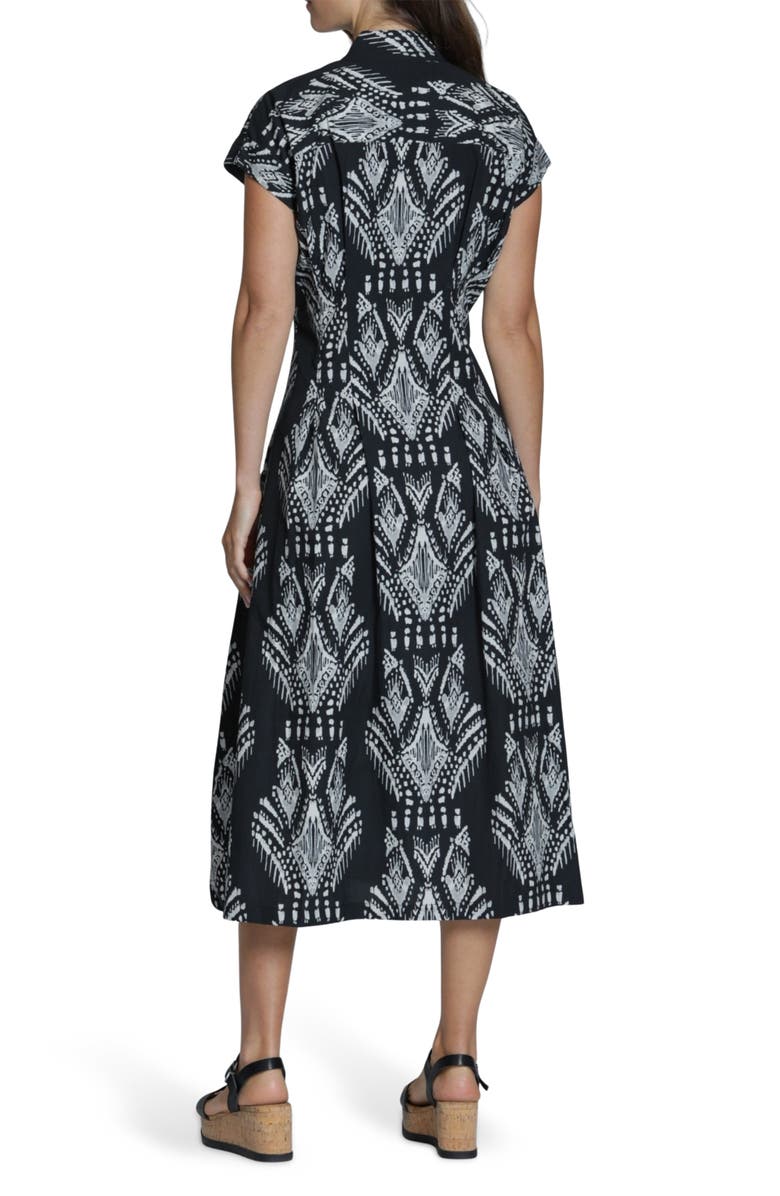 APNY Tie Front Cotton Midi Dress, Alternate, color, Blacknatural