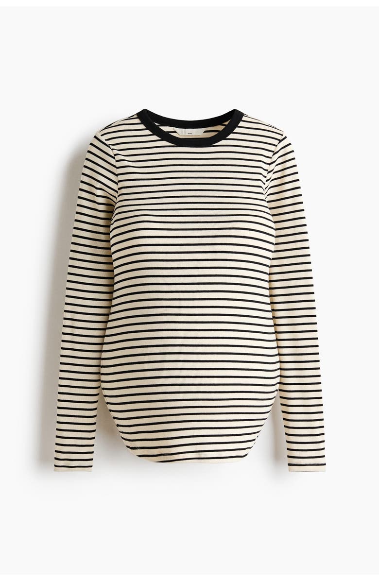 H&M Mama Ribbed Jersey Top, Main, color, Cream/Striped