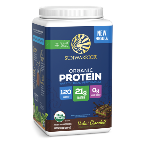 Organic Warrior Blend Performance Protein Powder, Dubai Chocolate, 956.48g Tub