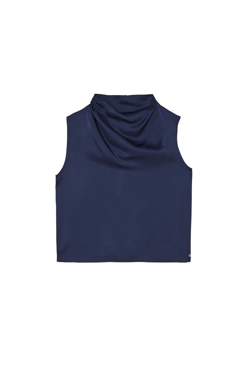 Draped Satin Sleeveless Top, Alternate, color, Blue