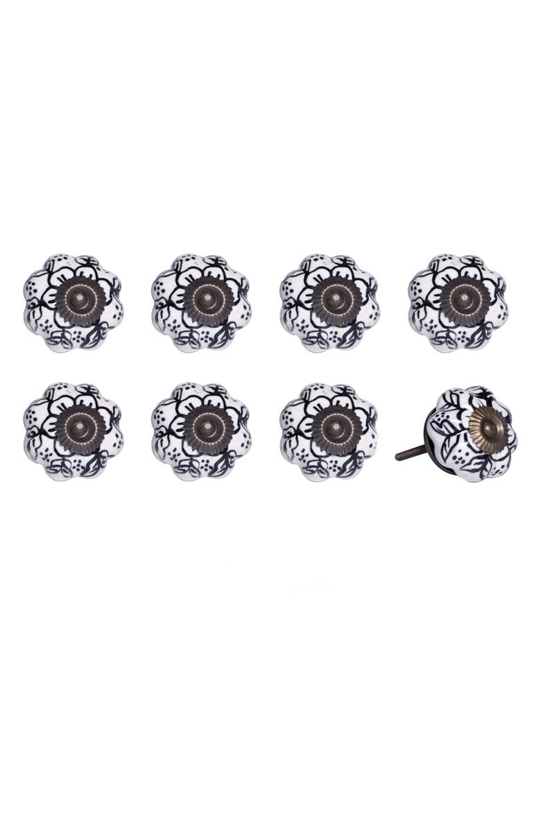 KINETIC 8-Pack Knobs, Main, color, Black White Floral