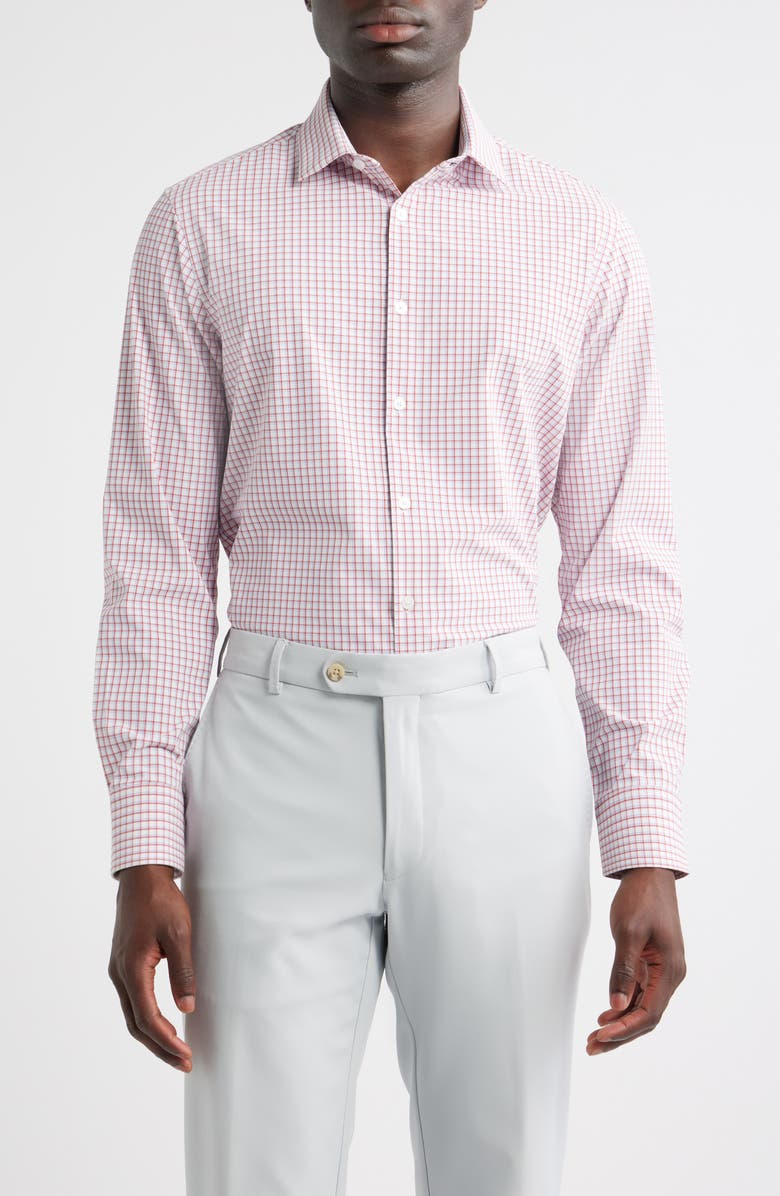 Mizzen+Main Leeward Trim Fit Check Performance Button-Up Shirt, Main, color, 