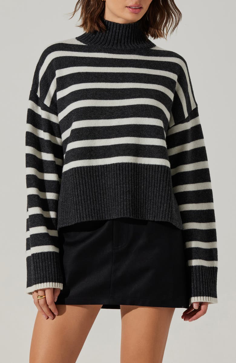 ASTR the Label Sophea Stripe Sweater, Main, color, Charcoal Cream