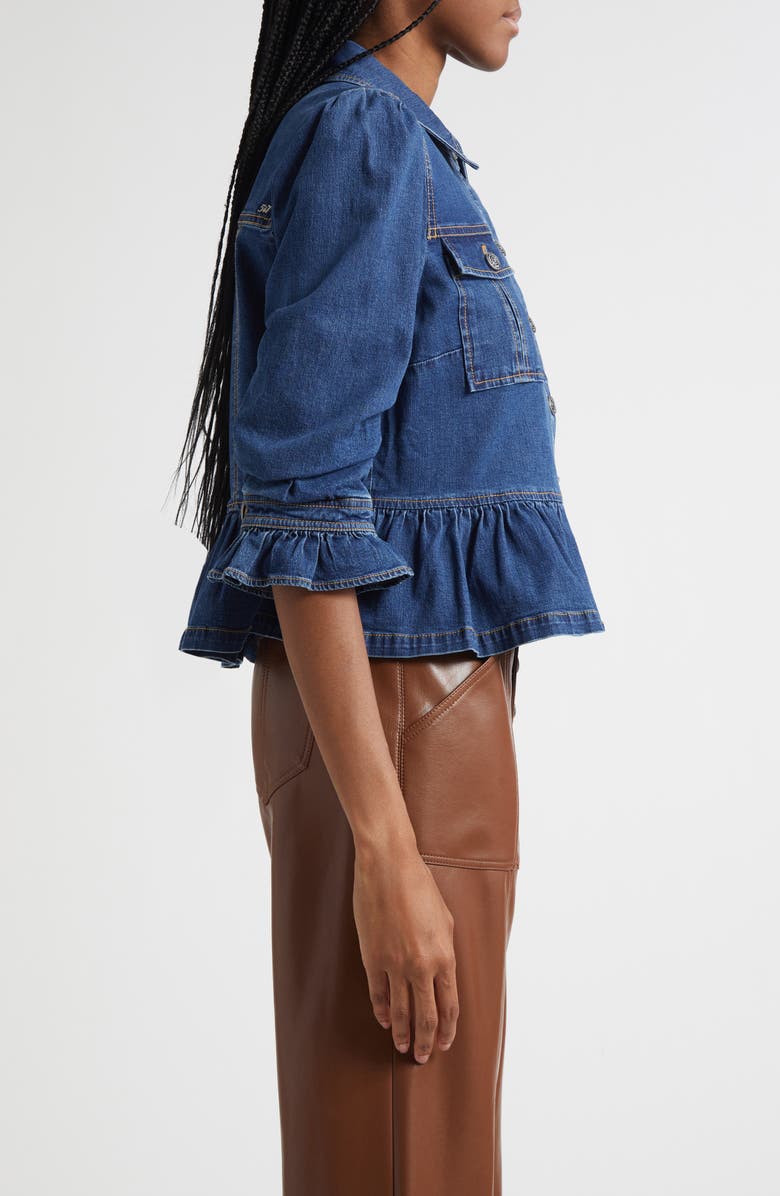 Cinq à Sept Delanie Denim Peplum Jacket, Alternate, color, Ruisseau