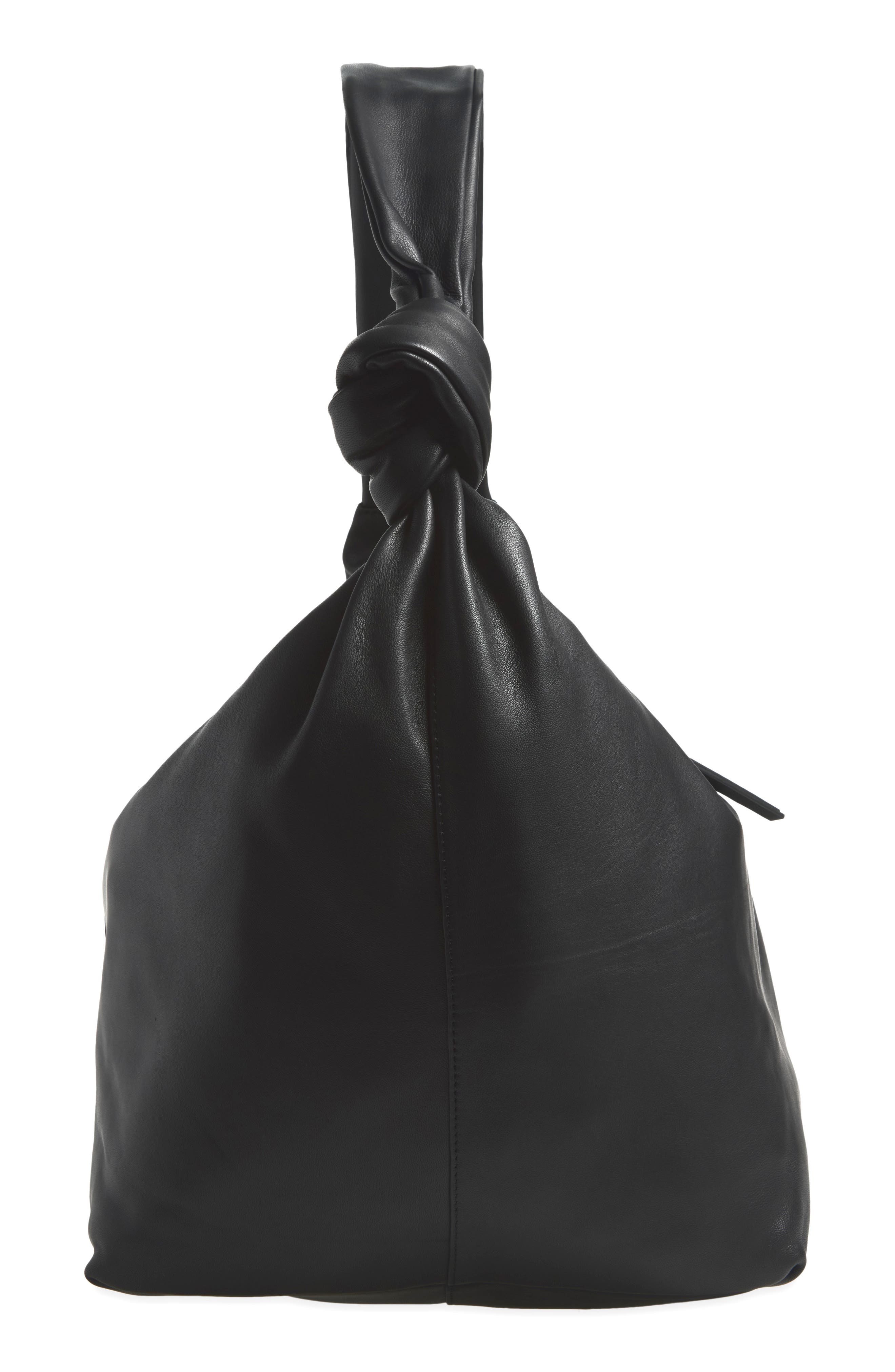 Effie Large Leather Shoulder Bag, Alternate, color, BLACK
