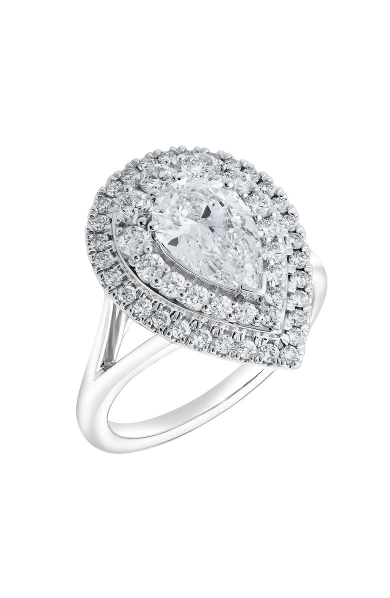 LuvMyJewelry Anisa 14K White Gold Pear Lab Grown Diamond Halo Engagement Ring - 2.5 Ct, Alternate, color, 14K White Gold