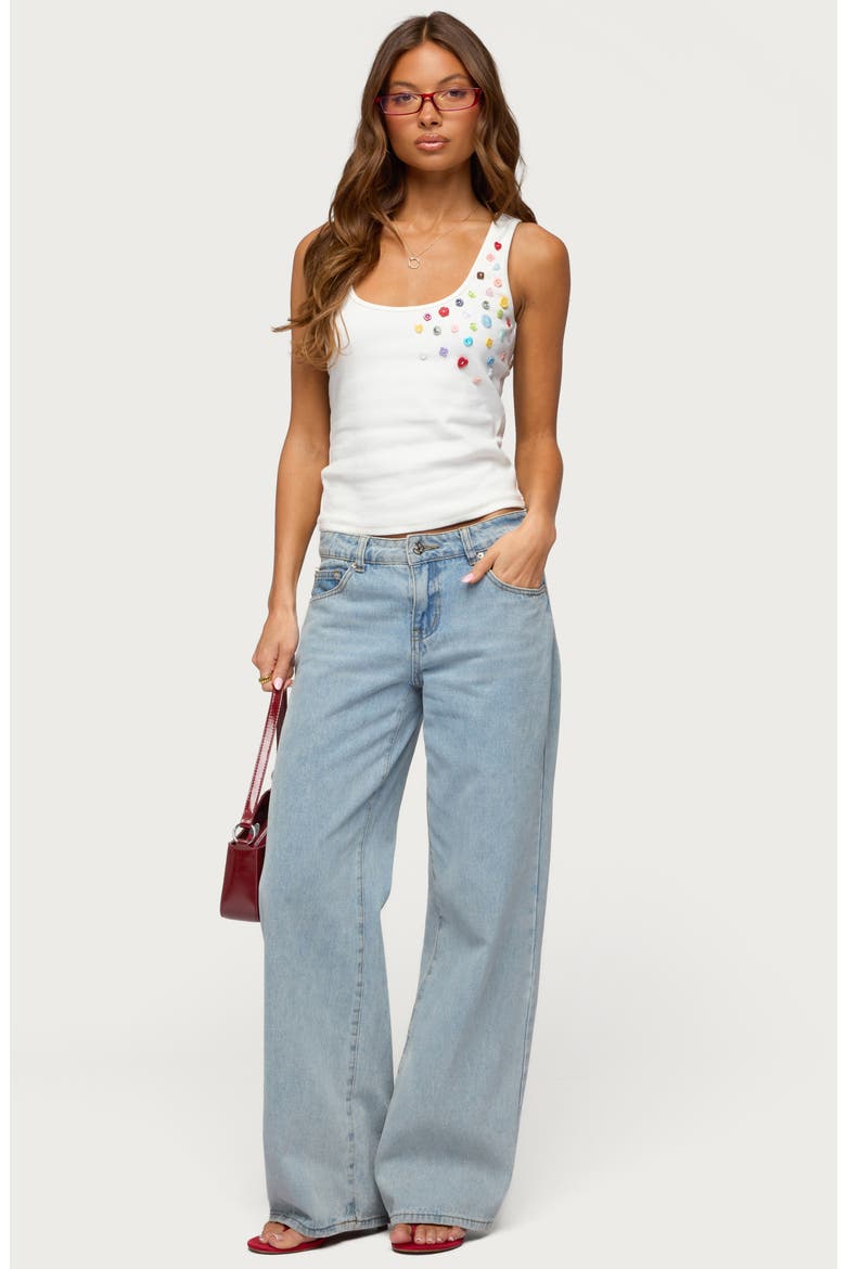 Natash Mixed Button Tank Top, Alternate, color, WHITE