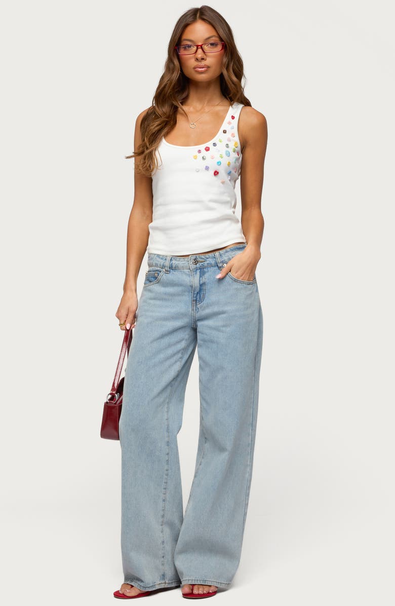 EDIKTED Natash Mixed Button Tank Top, Alternate, color,