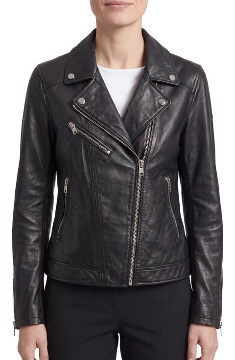 Asymmetrical Leather Moto Jacket