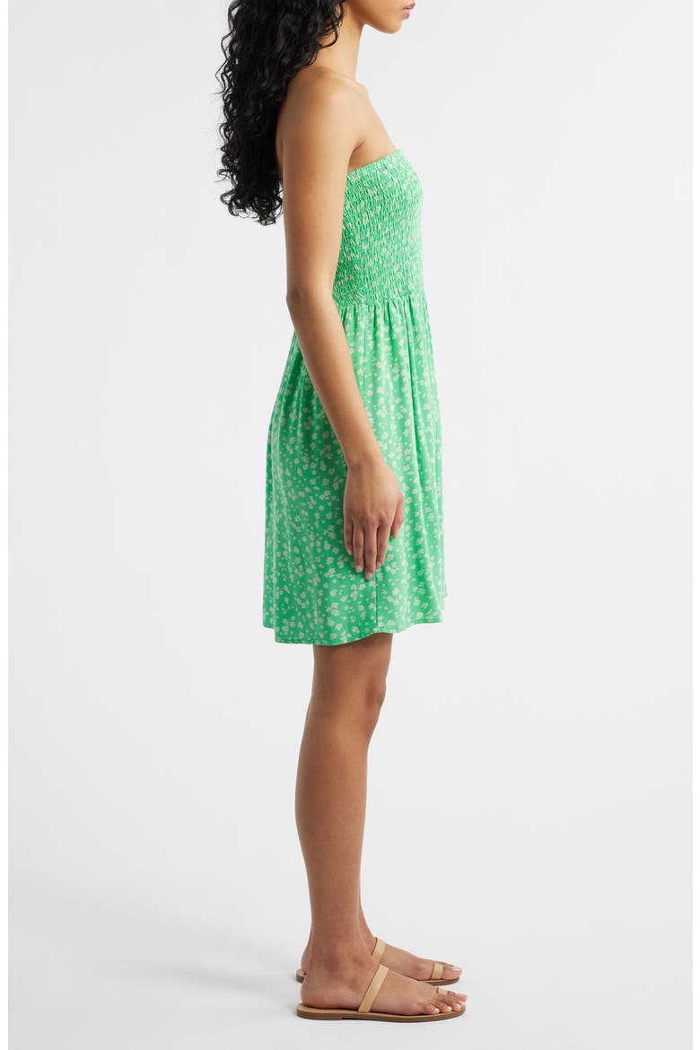 Surf Side Smocked Strapless Minidress, Alternate, color, LIGHT GREEN