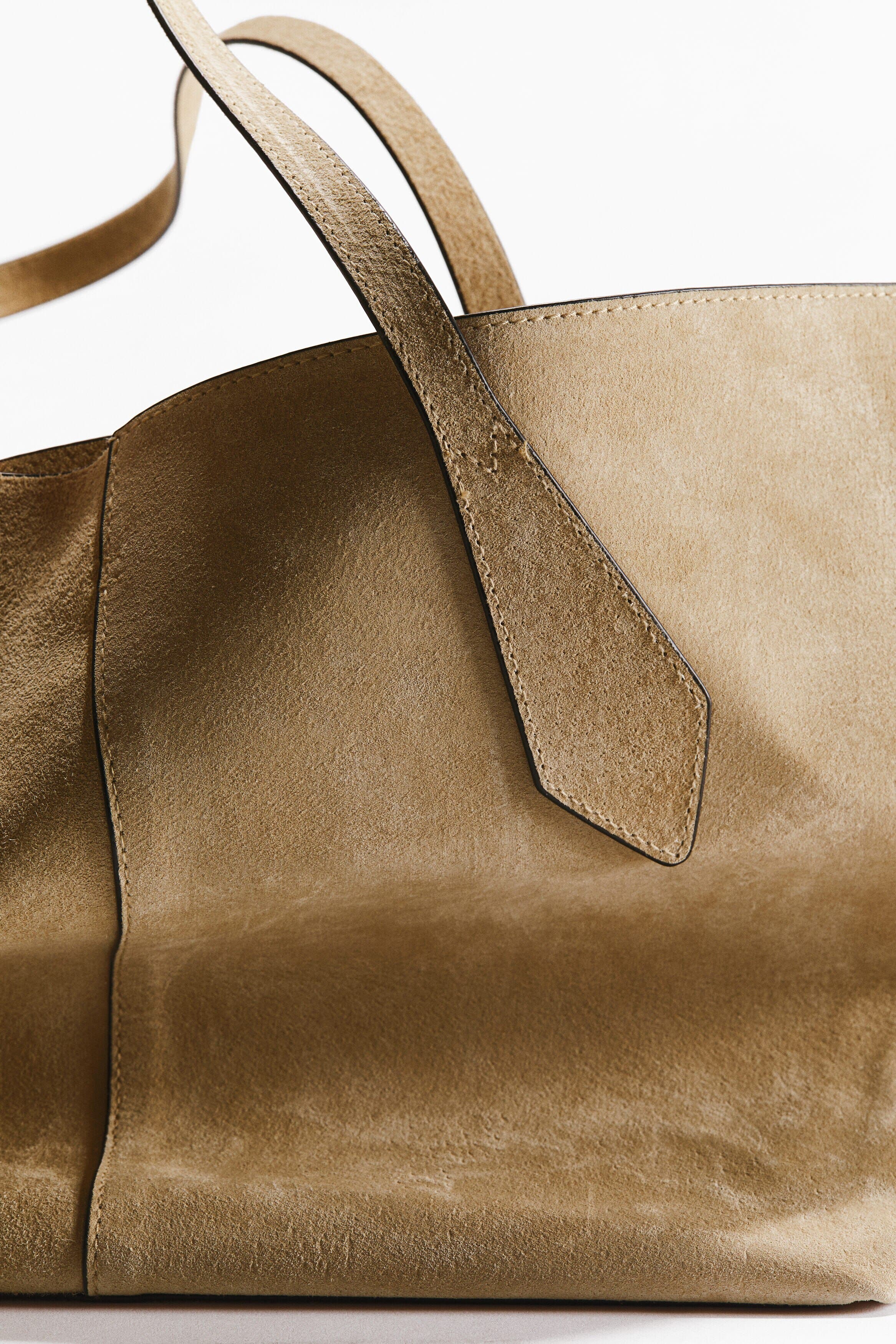 Suede Shopper, Alternate, color, Beige