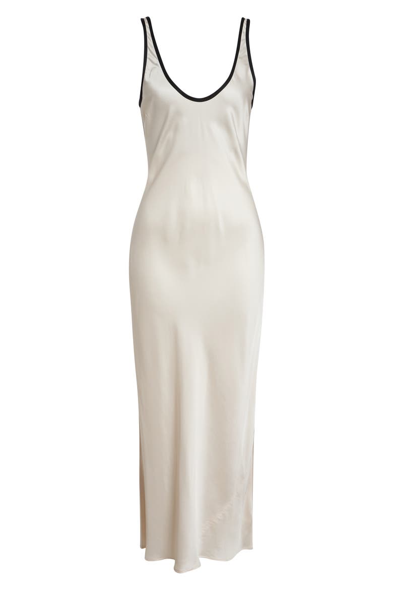 Akiya Print Sleeveless Satin Maxi Dress, Alternate, color, VINTAGE WHITE/ BLACK