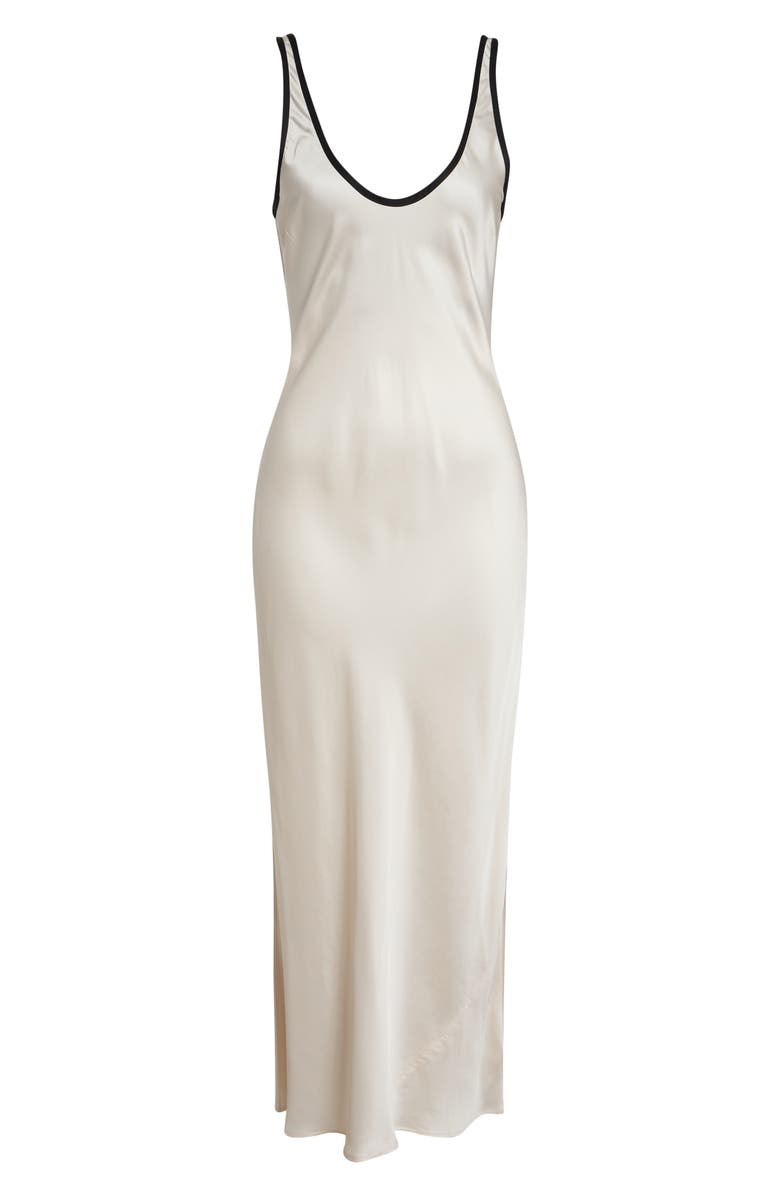 L'AGENCE Akiya Print Sleeveless Satin Maxi Dress, Alternate, color, Vintage White/ Black