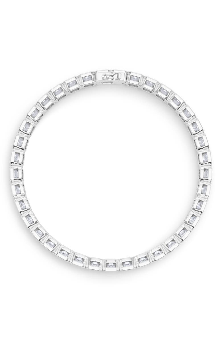 HauteCarat Emerald Cut Lab Created Diamond Tennis Bracelet, Alternate, color, 18K White Gold