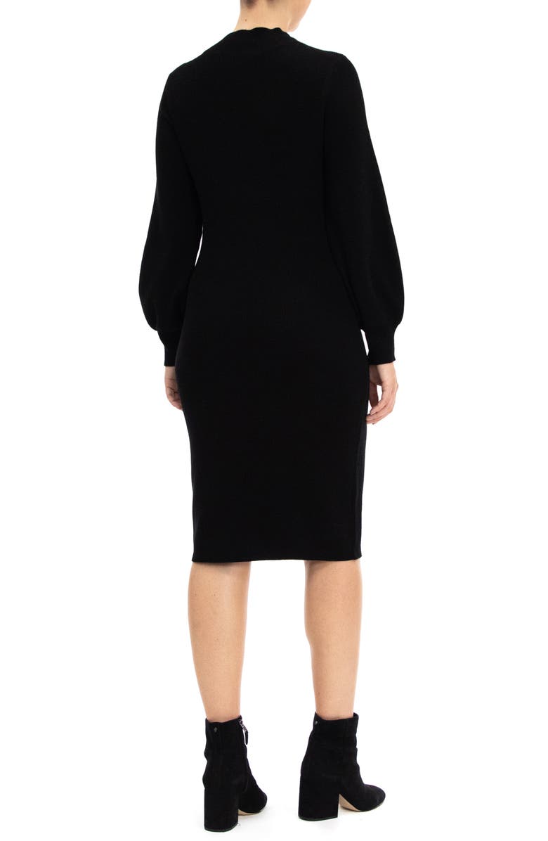 Nina Leonard Mock Neck Cutout Sweater Dress, Alternate, color, Black