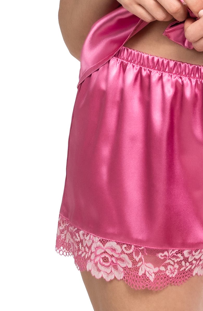 In Bloom by Jonquil Annalee Lace Trim Satin Pajamas, Alternate, color, Orchid Pink