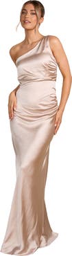Six Stories One Shoulder Satin Bridesmaid Dress
