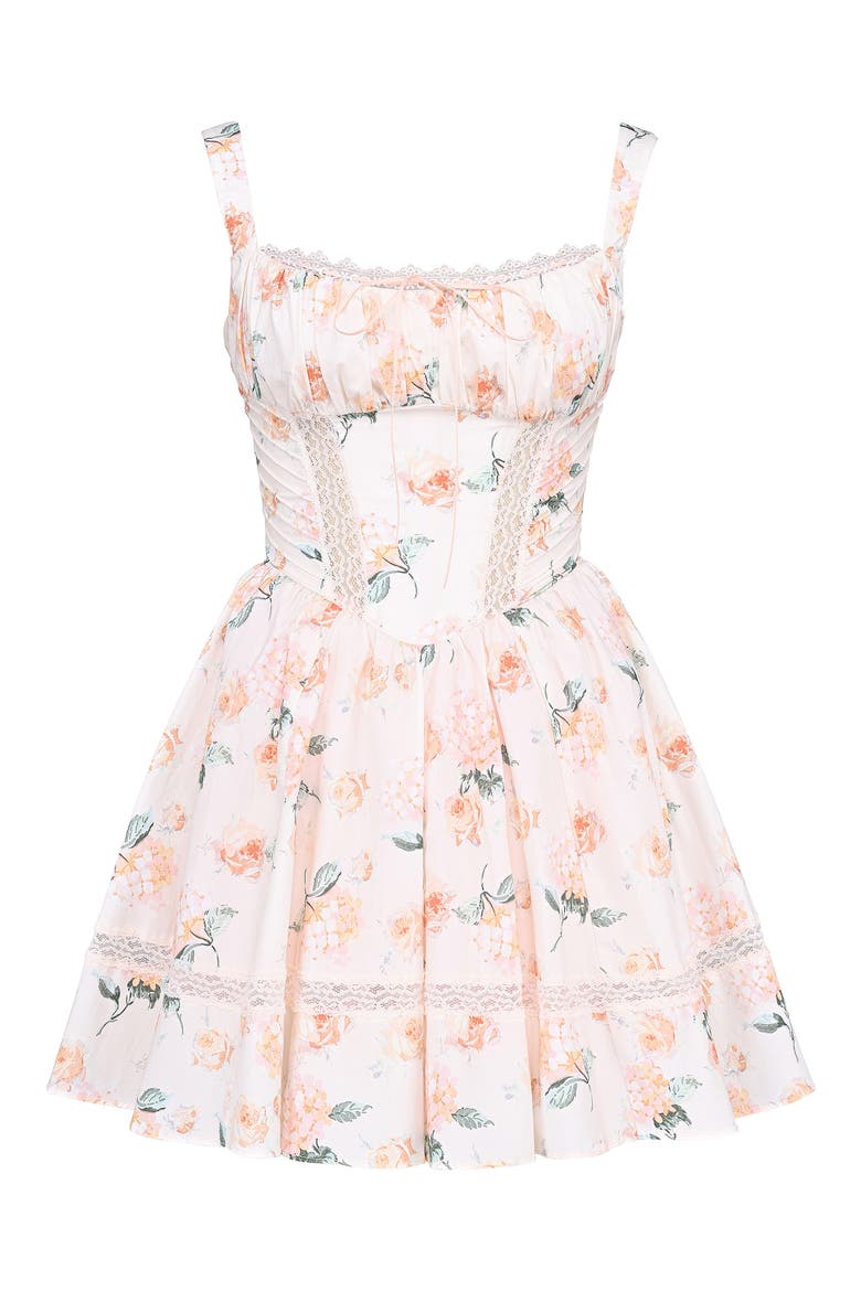 Kimmie Floral Minidress, Alternate, color, HYDRANGEA AND ROSE PEACH