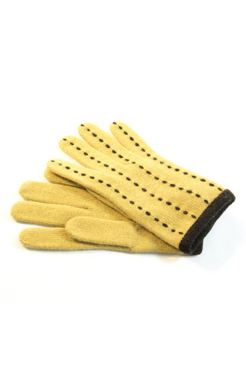 Contrast Stitch Wool Blend Gloves
