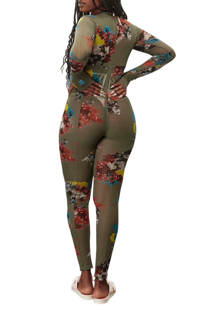 adidas x IVY PARK Floral Long Sleeve Mesh Jumpsuit, Alternate, color, 