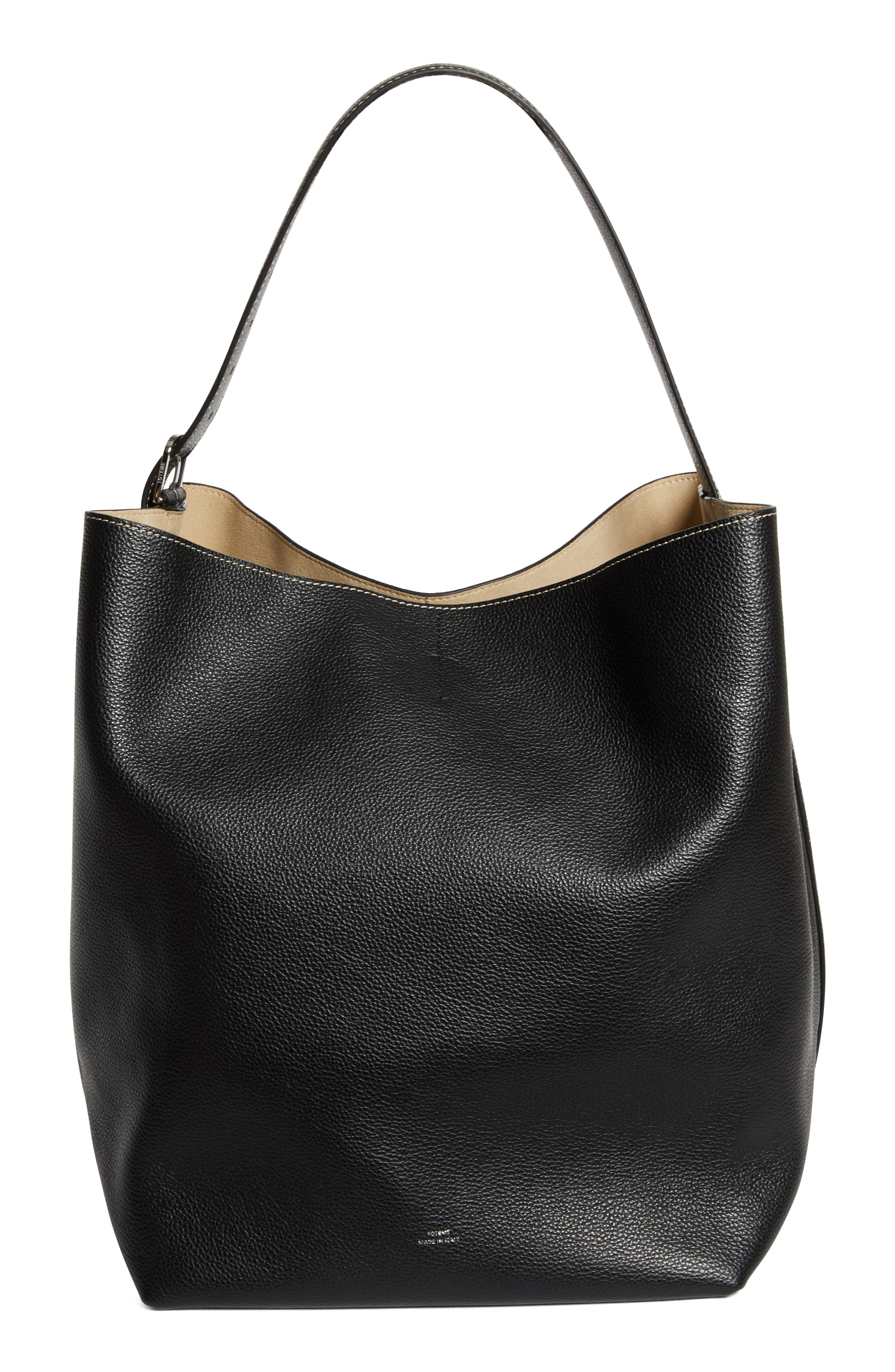 TOTEME Leather Tote, Main, color, Black