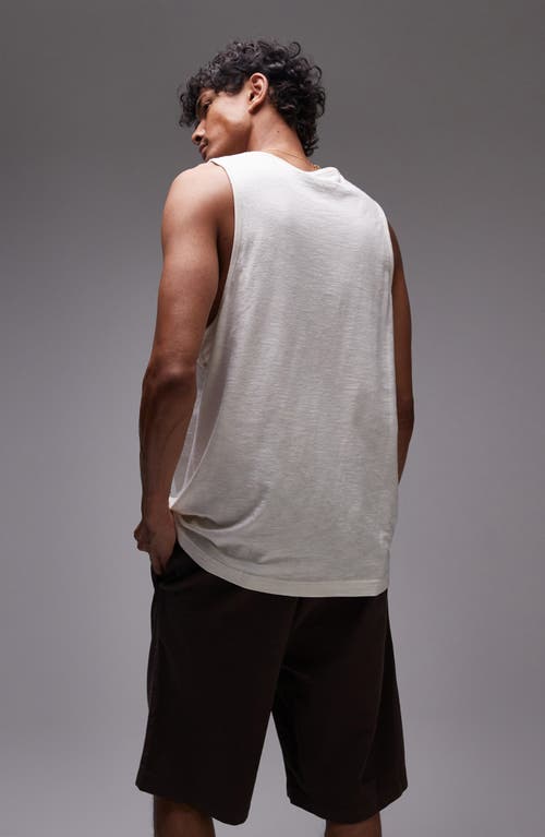 Topman Oversize Slub Cotton & Linen Blend Tank In White