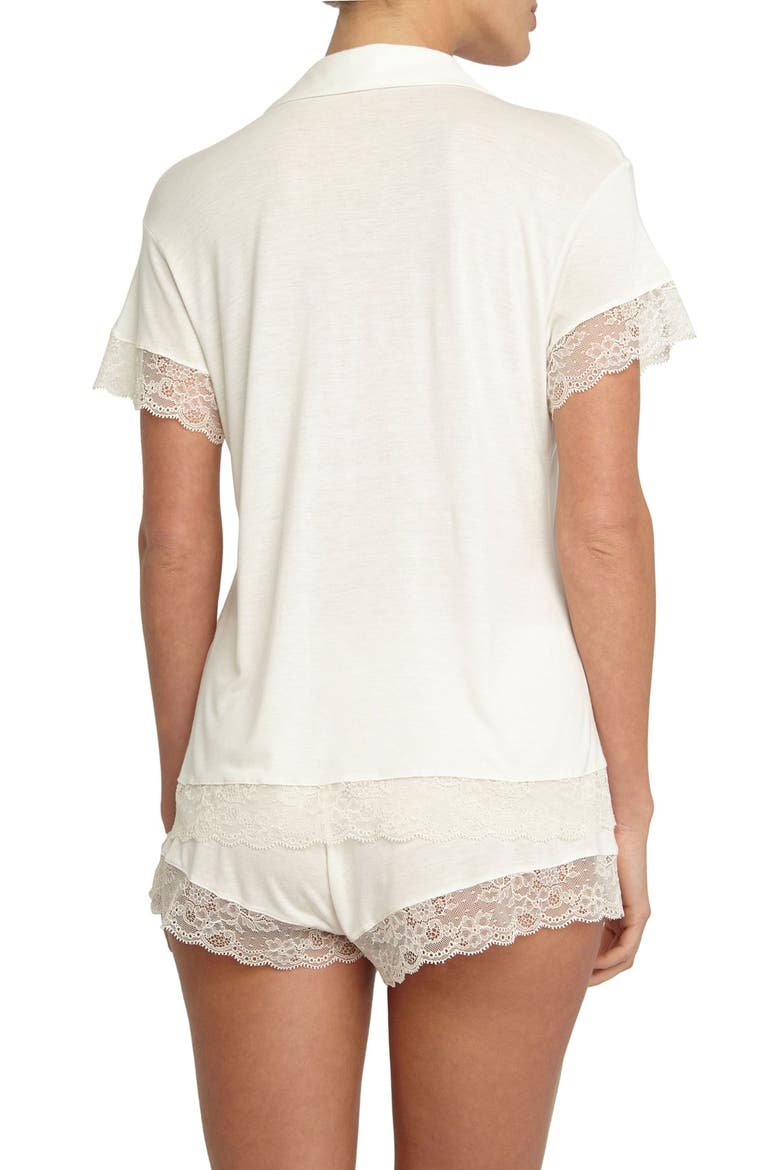 'Malou' Lace Trim Pajamas, Alternate, color, BONE