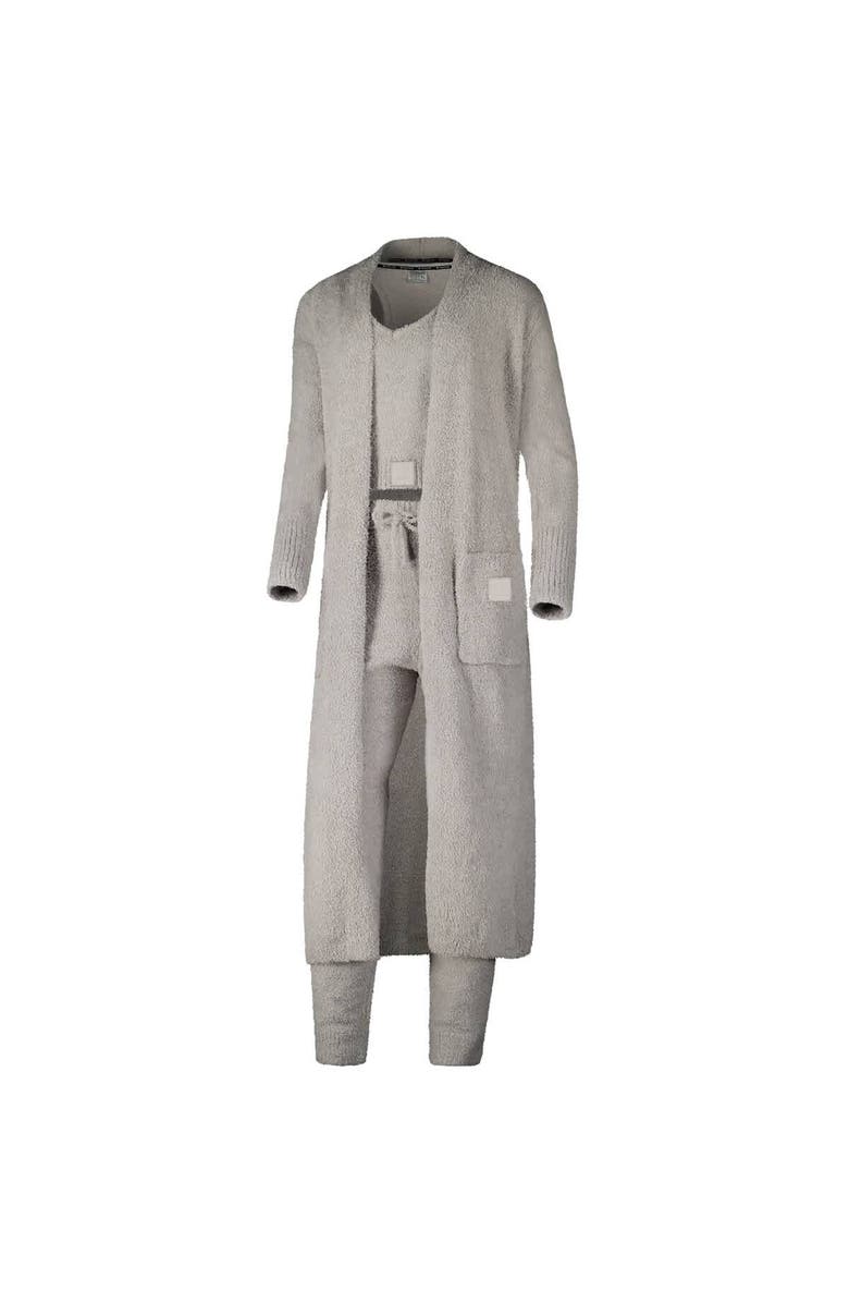 KADYLUXE Women's Tan Miami Hurricanes Three-Piece Fuzzy Knit Cropped Tank Top, Jogger Pants & Longline Cardigan Set, Main, color, 