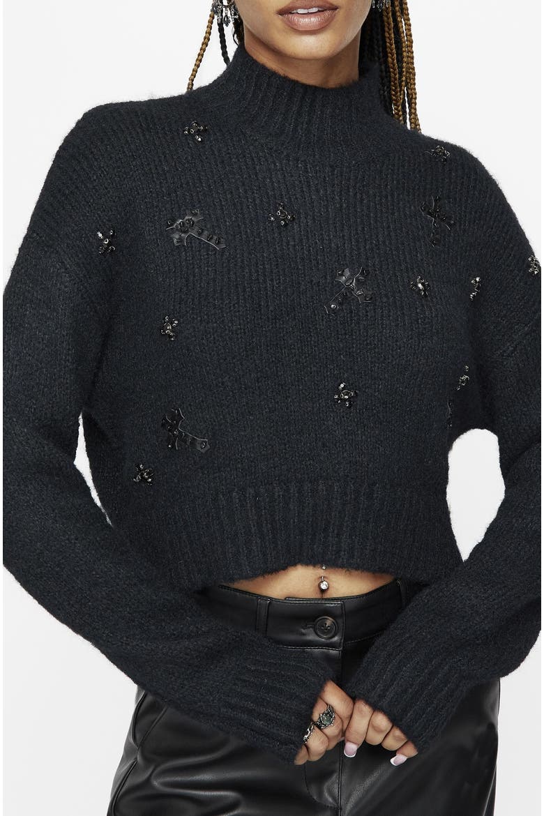 Phantom Cotton Cross Sweater, Alternate, color, Black