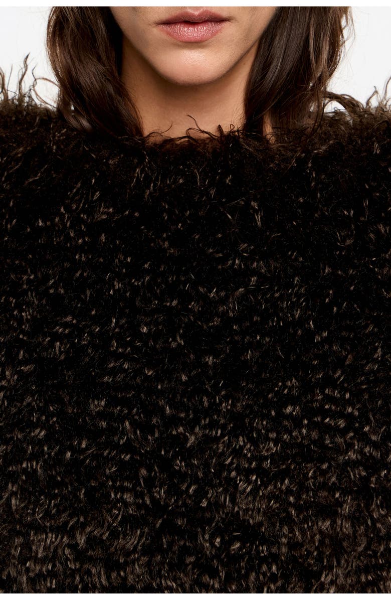 Bimba y Lola Short Fur Pullover Coat, Alternate, color, Dark Brown