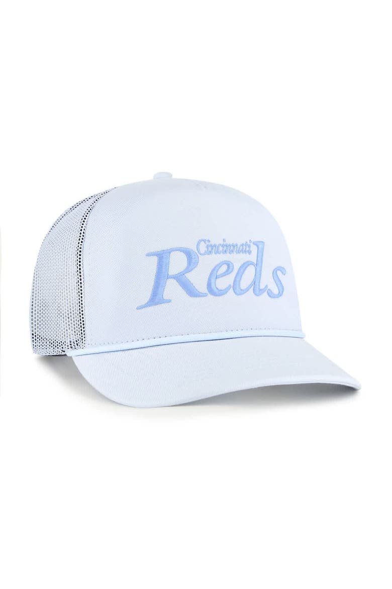 Men's '47 Light Blue Cincinnati Reds Foundation Script Hitch Adjustable Trucker Hat, Alternate, color, Light Blue