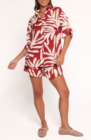 Petal & Pup Lilo Palm Print Short Sleeve Shirt & Shorts Set