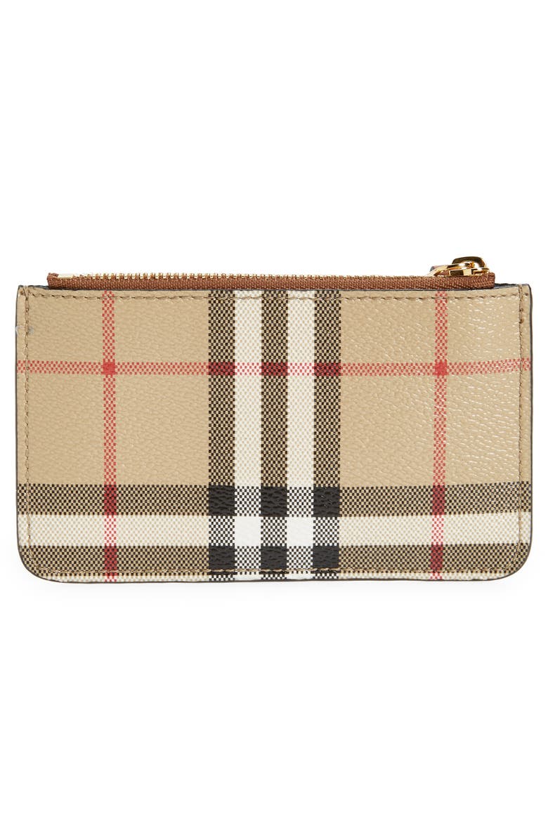 Burberry Kelbrook Check Canvas & Leather Card Case with Key Ring, Alternate, color, Archive Beige/ Briar Brown
