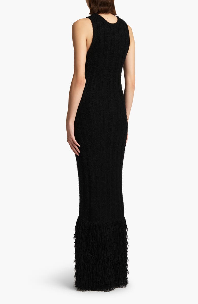Khaite Fiore Rib Eyelash Silk & Cashmere Maxi Dress, Alternate, color, Black