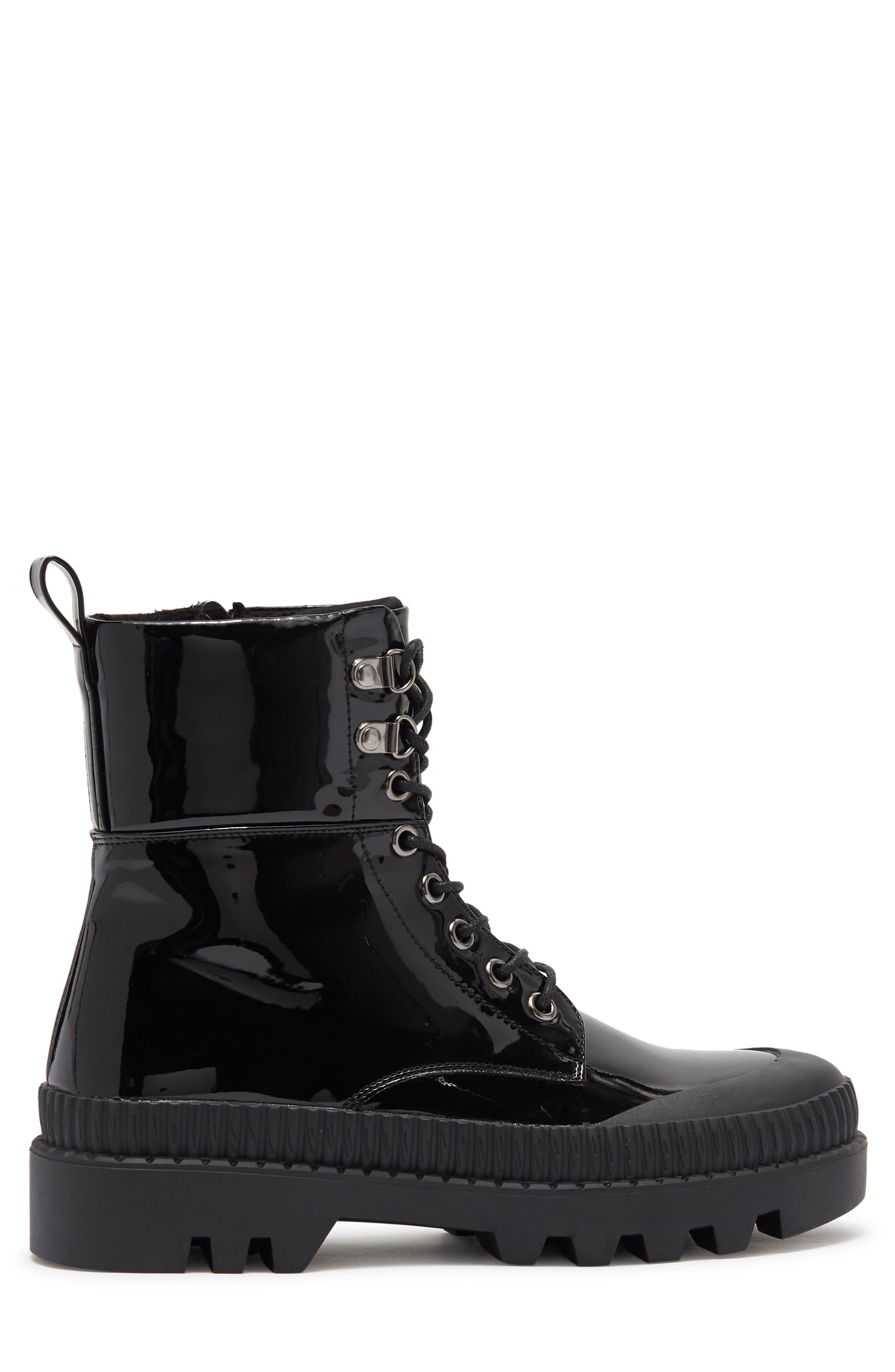 CHASE AND CHLOE Chelsey Patent Lug Sole Combat Boot, Alternate, color, 