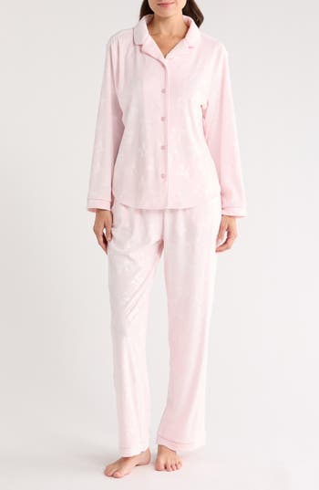 Flora By Flora Nikrooz Addie Velour Long Pajamas In Pink
