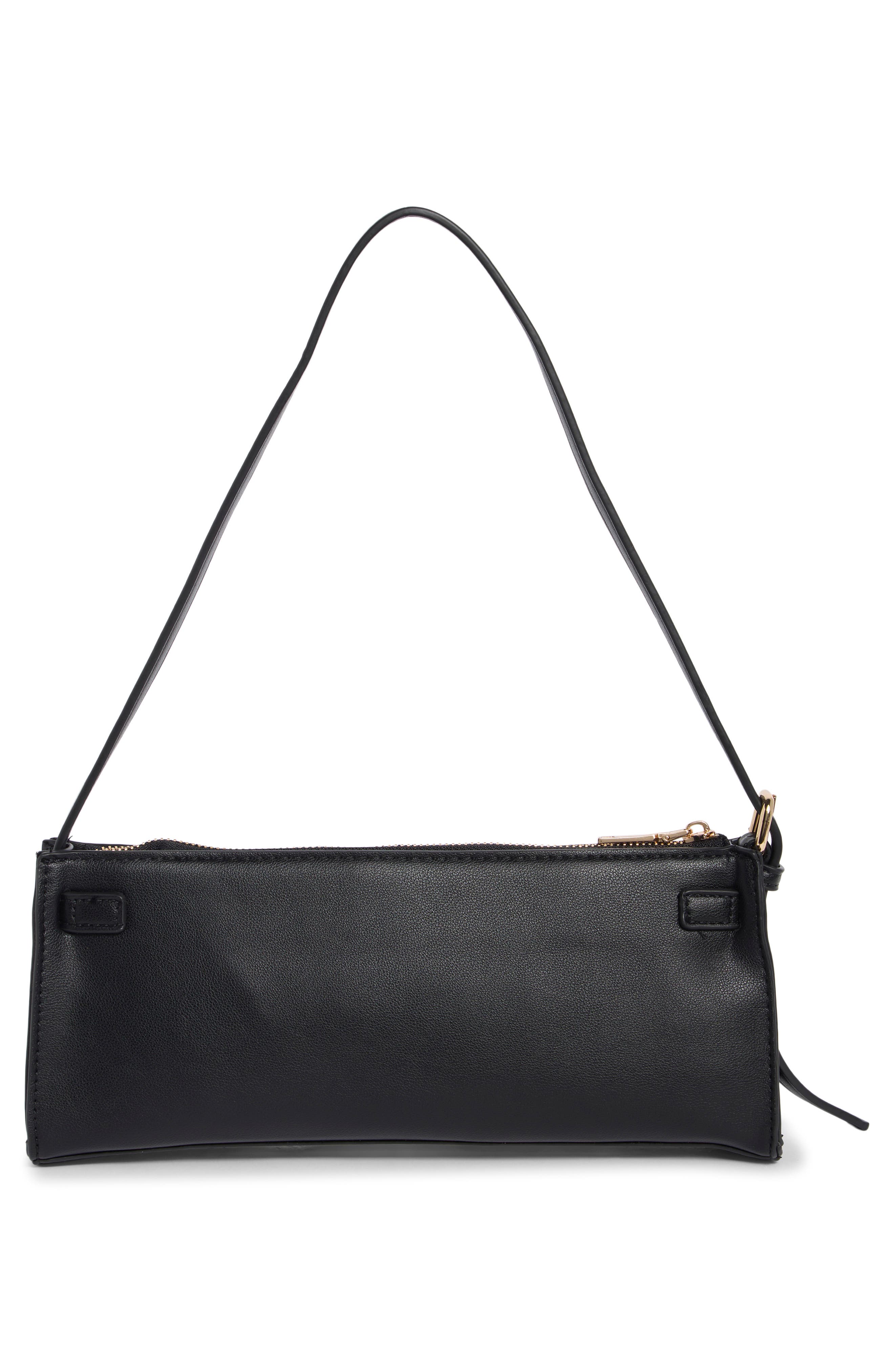 Faux Leather Shoulder Bag, Alternate, color, BLACK