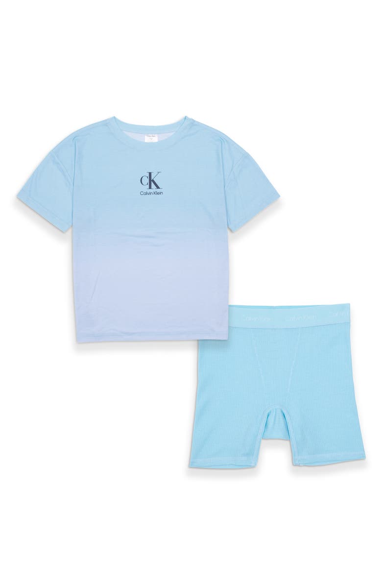 Calvin Klein Kids' Thermal Two-Piece Short Pajamas, Main, color, Blue Gradient/ Tropic Blue