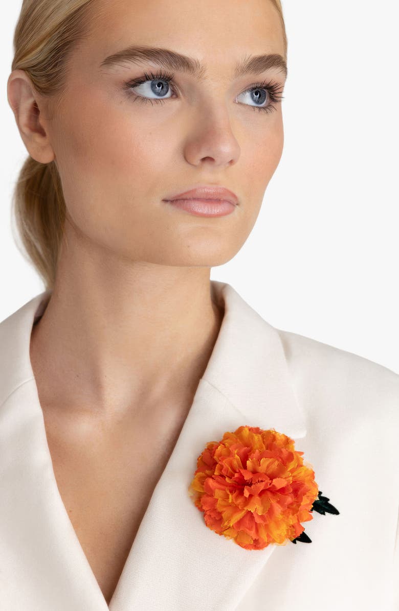 Helena Simon The Small Marigold Floral Brooch, Alternate, color, Orange