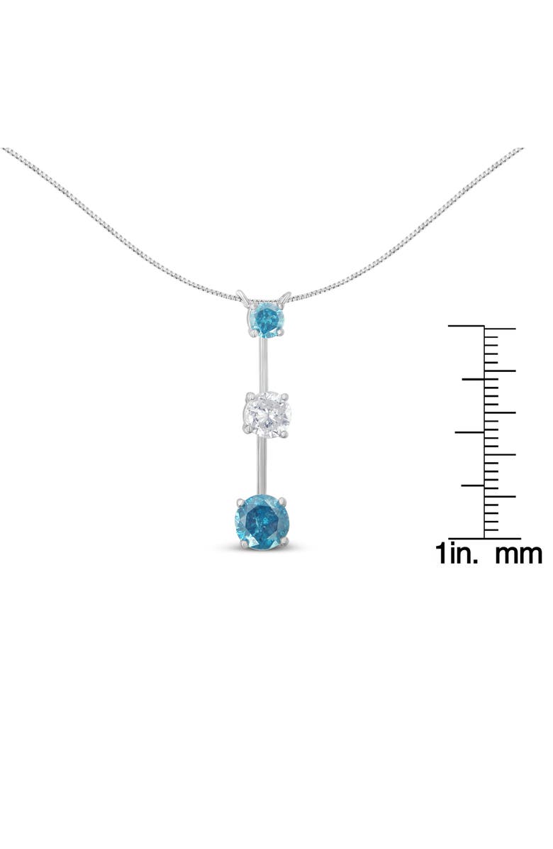 Haus of Brilliance 14K White Gold 1 1/2 cttw White and Treated Blue Diamond Pendant Necklace, Alternate, color, White