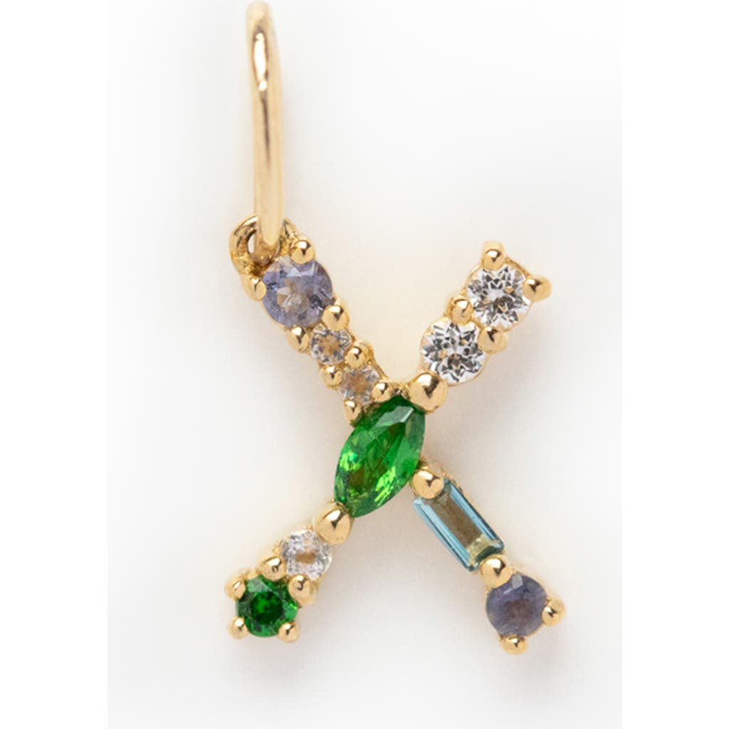 Local Eclectic Semiprecious Stone Initial Charm In Gold