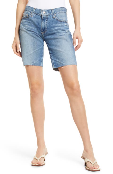Nikki Raw Hem Denim Bermuda Shorts (20 Years Hotspot)
