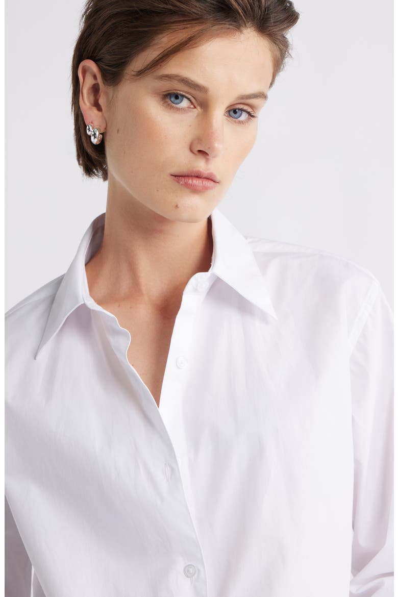Cotton Poplin Button-Up Shirt, Alternate, color, WHITE